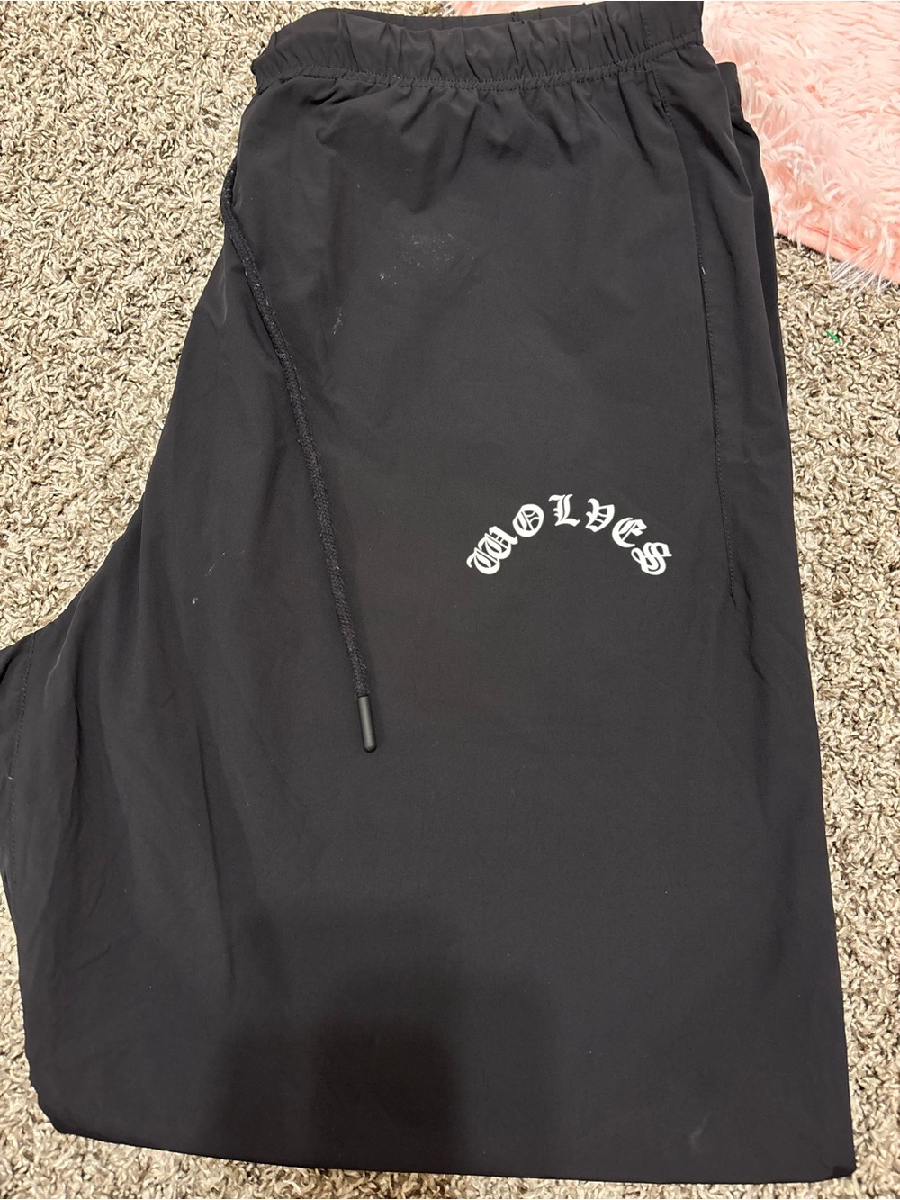Darc Sport Black Track Pants with White 'WOLVES' Logo